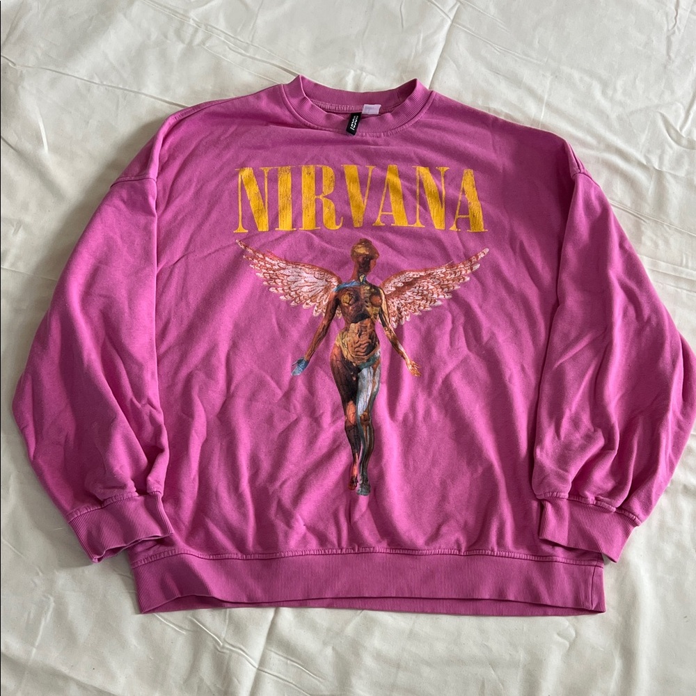 NIRVANA Pink Angel Graphic Women's Sweater